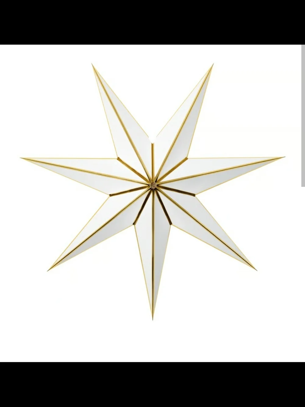 NIB Paper Star Shade Pendant Light Christmas Decor Holiday White W/Gold Trim 35